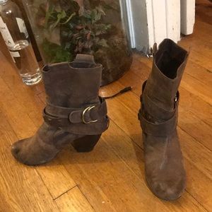 Brown leather boots